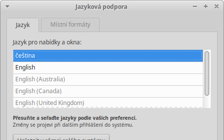 Jazyková podpora